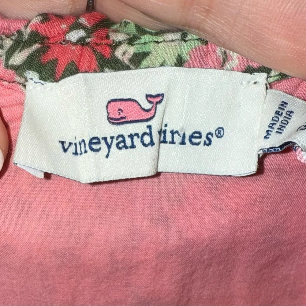 Vineyard Vines pink & green floral print dress w/ cinched waist, size 5/6, NWOT